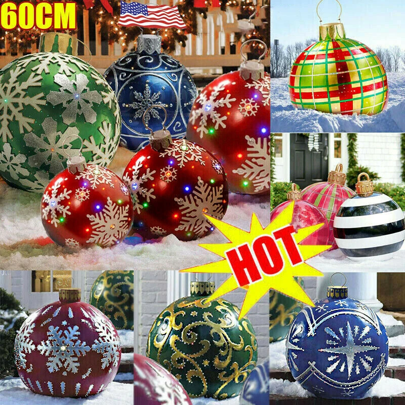 

60cm Christmas Inflatable Ball Outdoor Garden Xmas Tree Decoration Balls New Year 2022 Christmas Ornaments PVC Inflatable Toys