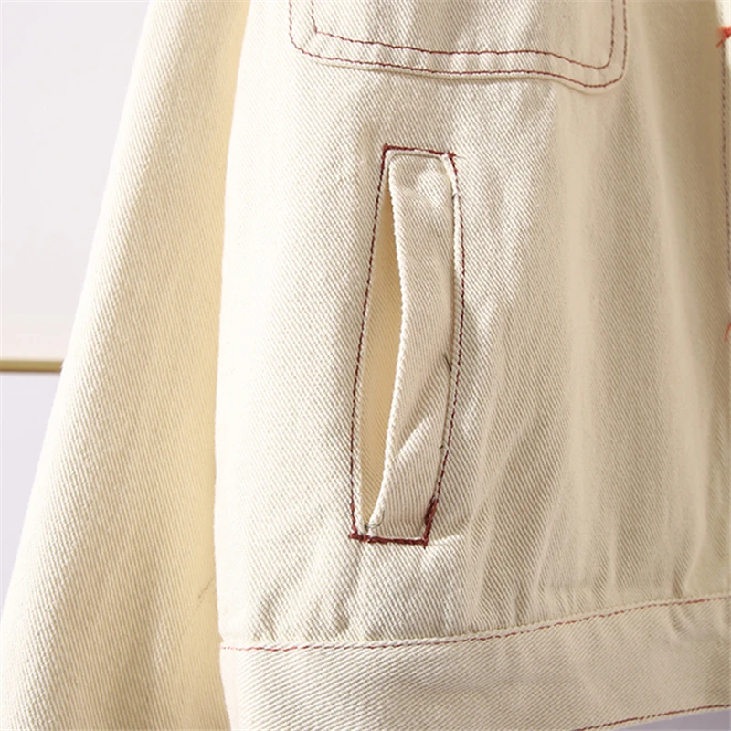 Женская ВИНТАЖНАЯ ДЖИНСОВАЯ КУРТКА свободного покроя с отворотом однобортная