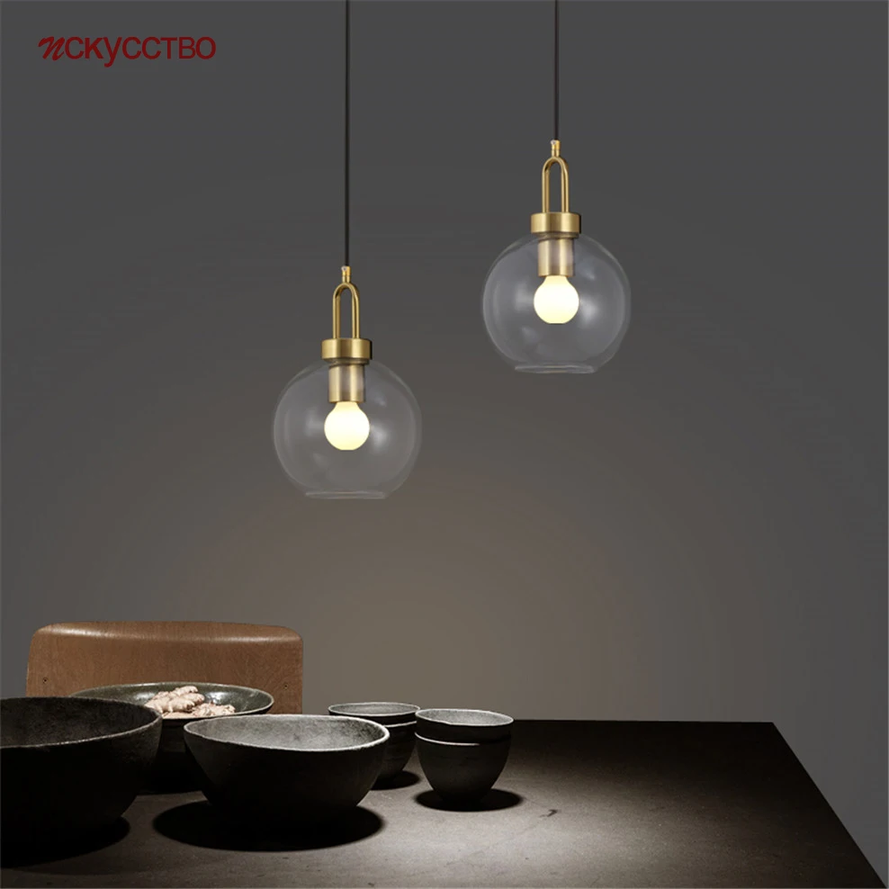 

Подвесные светильники в скандинавском стиле, прозрачные стеклянные шары, золотые светильники для виллы, спальни, прикроватной тумбочки, ку...