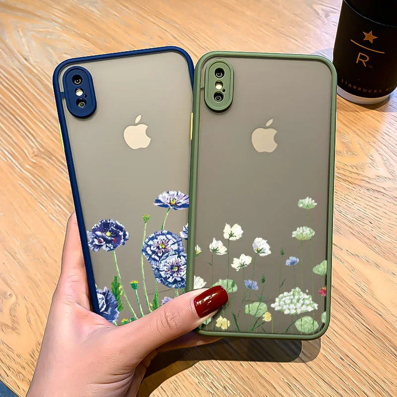 Small Floral Flower Phone Case For iPhone 6s 7 8 Plus SE 2 11 12 13 Pro Max X XS MAX XR Hard Matte Shockproof Fundas Cover Shell
