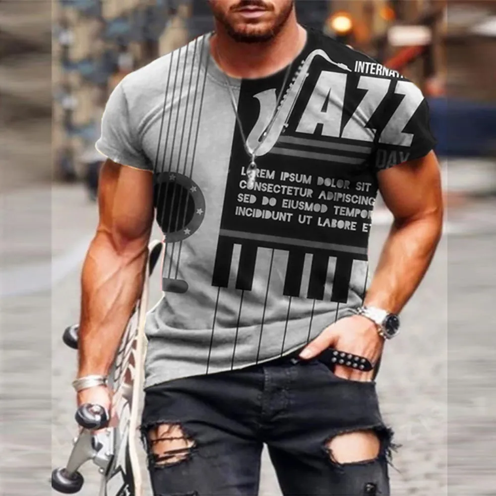 

Men 3D Printed Crew Neck Tees Tops Comfortable Short Sleeve Casual T-Shirt Sport Muscle Tee Casual Tops Fashion