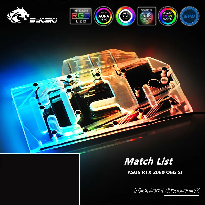 Водяной блок Bykski GPU для ASUS RTX 2060 O6G SI графическая карта MOBO AURA SYNC 12 В/5 В N AS2060SI X|Кулеры