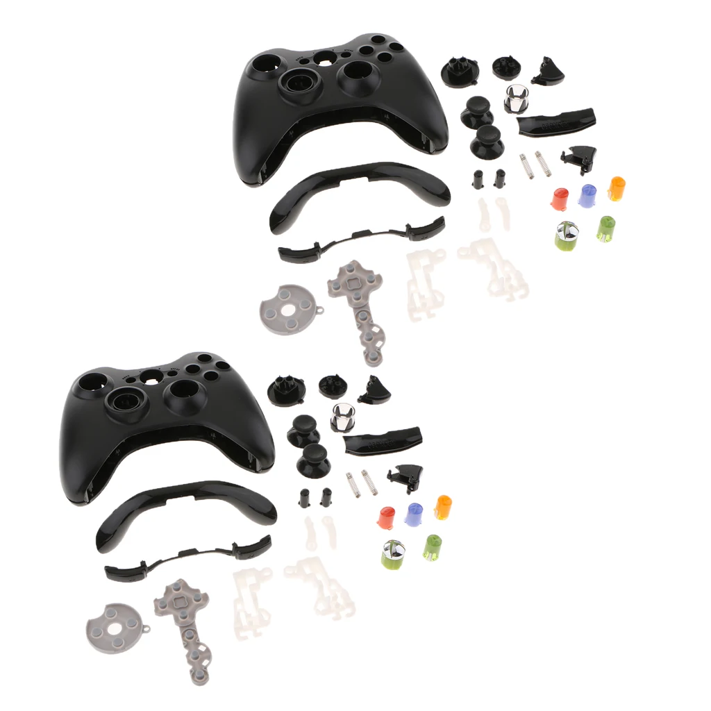 2 шт полный чехол в виде ракушки комплект для microsoft Xbox 360 контроллер Кнопка Набор Замена части черный