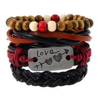 jessingshow men bracelets vintage multilayer leather braid bracelets bangles love handmade rope wrap bracelets male gift jewelry