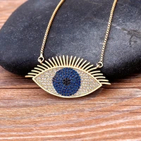 aibef new turkish lucky blue eye necklace copper zircon evil eye pendant charms link chain necklace jewelry gift for women men