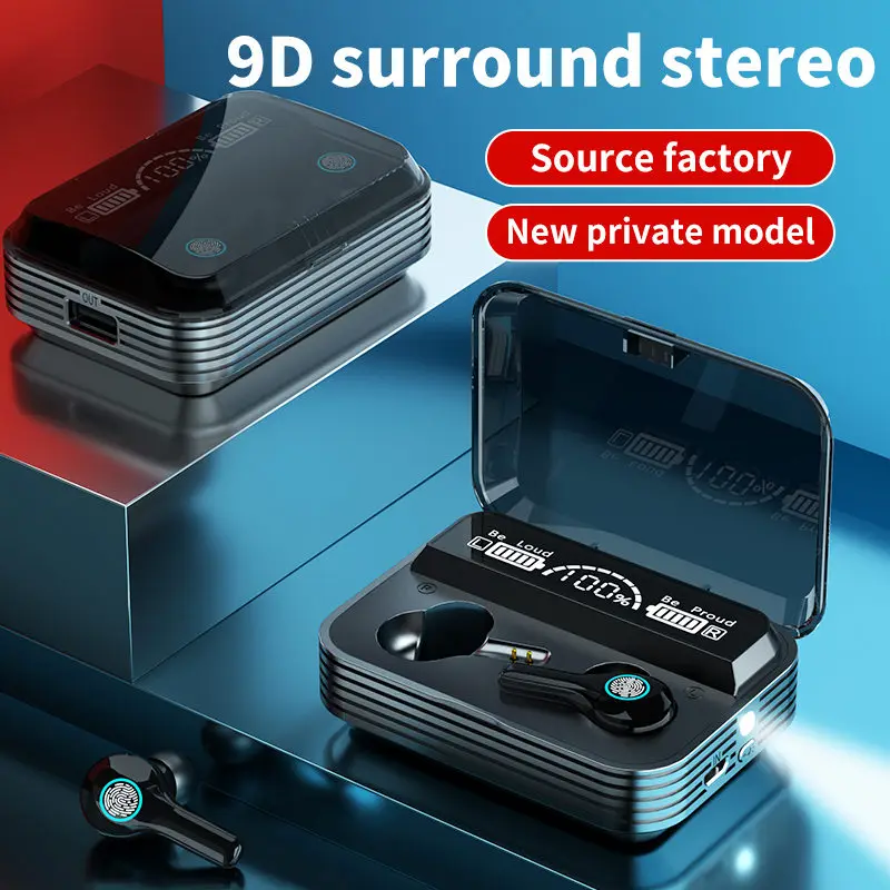 

Bluetooth 5,1 наушники-вкладыши TWS с светодиодный Мощность Дисплей сенсорный Управление гарнитура 9D объемный звук вкладыши С микрофоном аварийны...