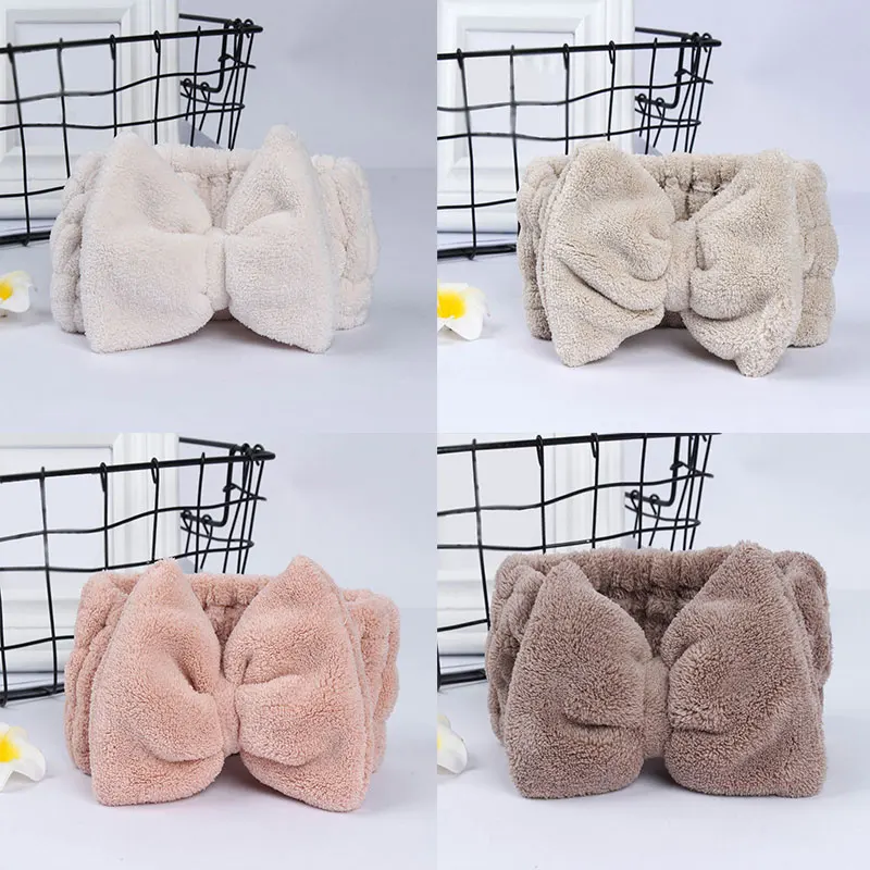 Зимние стирка уход за кожей лица ободок с бантиком теплая одежда Коралловый флис