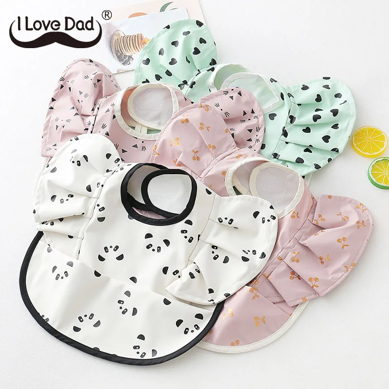 

Детские нагрудники из искусственной кожи с мультяшным принтом, водонепроницаемые детские нагрудники для девочек, Детский фартук принцессы...