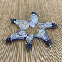 irregular natural stone pendant titanium crystal onyx set with diamonds 42x50mm used in jewelry making necklace accessories 1pcs
