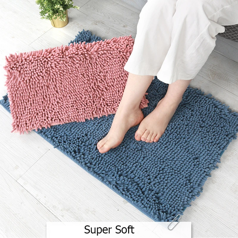 

Microfiber Chenille Bath Mat Water Absorb Anti Slip Bathroom Rug Carpet for Living Room Floor Mat for Kids