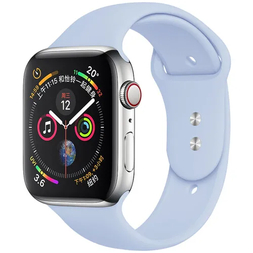 gray blue 29 Спортивный ремешок для Apple Watch ремешок 44 мм 40 4 3 iwatch ремешок 42 мм 38 мм силиконовый pulseira ремешок для часов Браслет Apple watch 5 ремешок 44 мм - Цвет ремешка: gray blue 29
