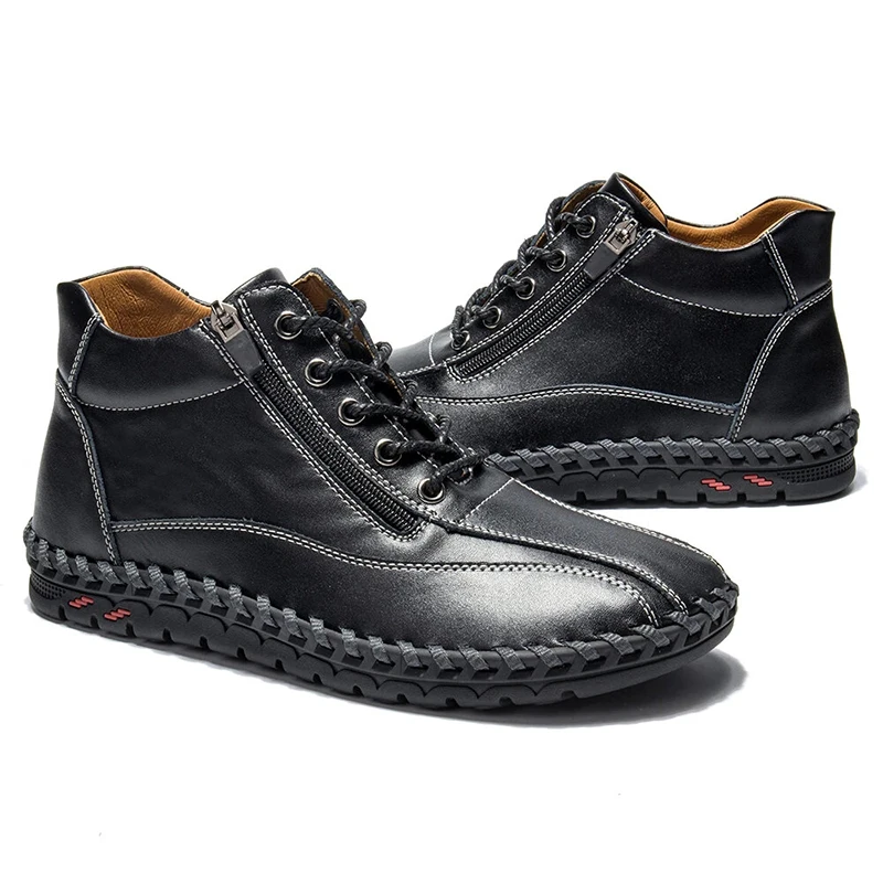 Мужские уличные ботинки без шнуровки коричневые в Корейском стиле короткие