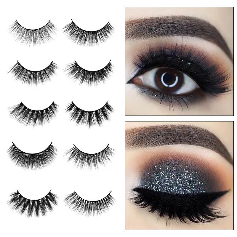 

5 Pairs Natural Long 3D Faux Mink False Eyelashes Eye Beauty Makeup Strip Thick Lashes