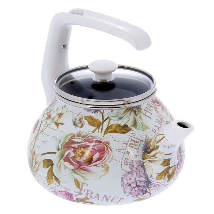 Kettle &quotFrance&quot 2.2 l glass cover fixed handle Kitchen supplies Water Kettles Cookware Dining Bar Home Garden Tableware | Дом и сад