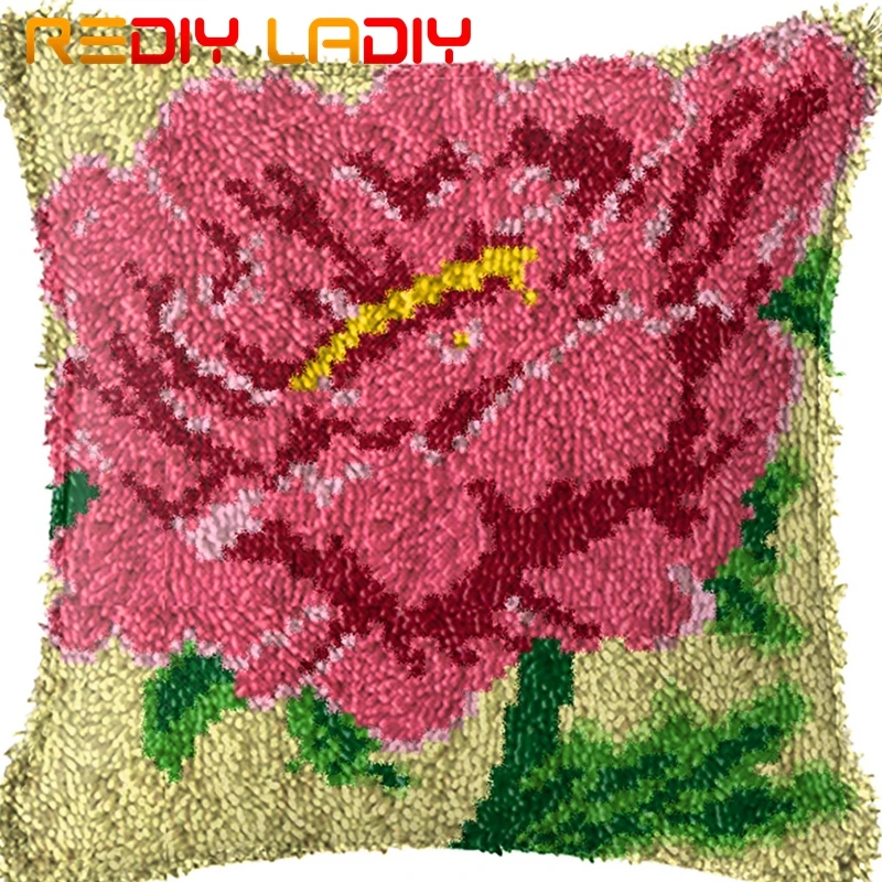 Крюк с защелкой подушки Розовый пион предварительная Печать Подушка из парусины