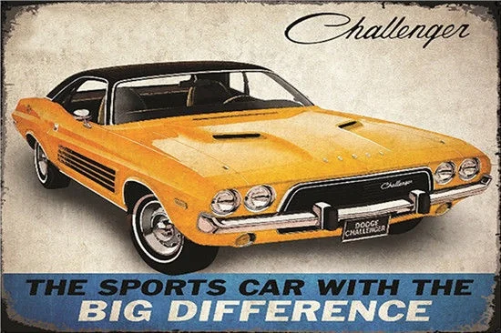 

Metal Tin Sign Challenger sport car Pub Home Vintage Home