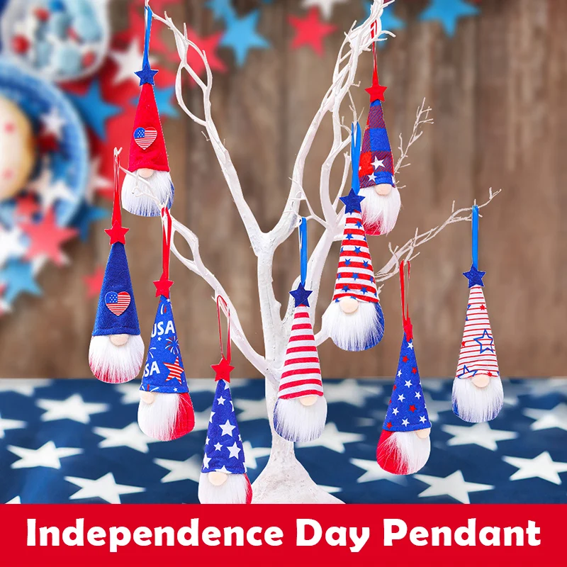 

4th Of July Gnome Independence Day Hanging Ornaments Set Of 3 Patriotic Gnomes Decor Plush Gift Elf Home Wall Decor Home Decor