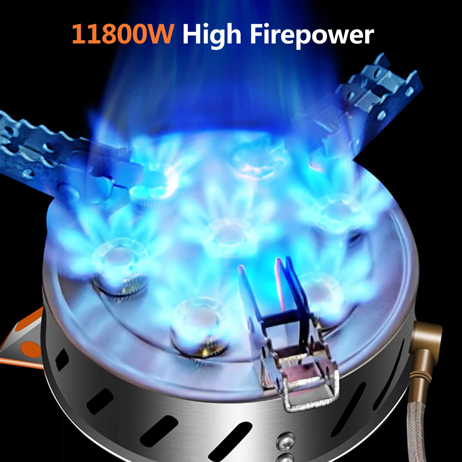 

12800W 7-Head Outdoor Stove Self-Driving Tour Stainless Steel Folding 9 Hole Fire Brimstone Stoves Gas Burner Camping Equipment