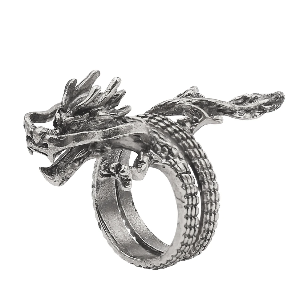 dragon silver Популярный дизайн, винтажные кольца для игральных карт для мужчин, готический череп, ручная коготь, кольцо для покера, античный серебряный цвет, классическое крутое ювелирное изделие для влюбленных - Цвет основного камня: dragon silver