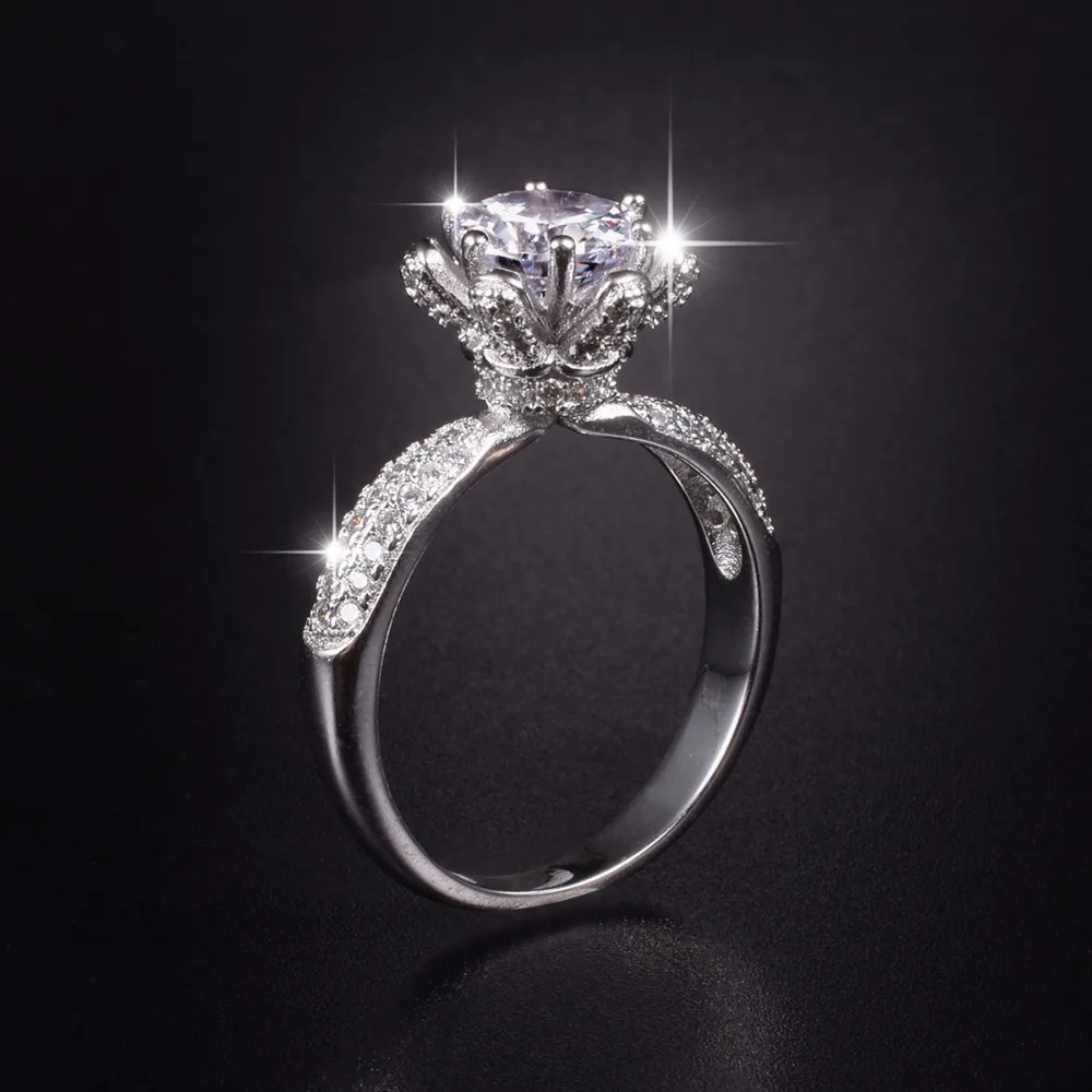 

Акция! Женское Обручальное кольцо с искусственным бриллиантом, 100% Стерлинговое Серебро 925 пробы