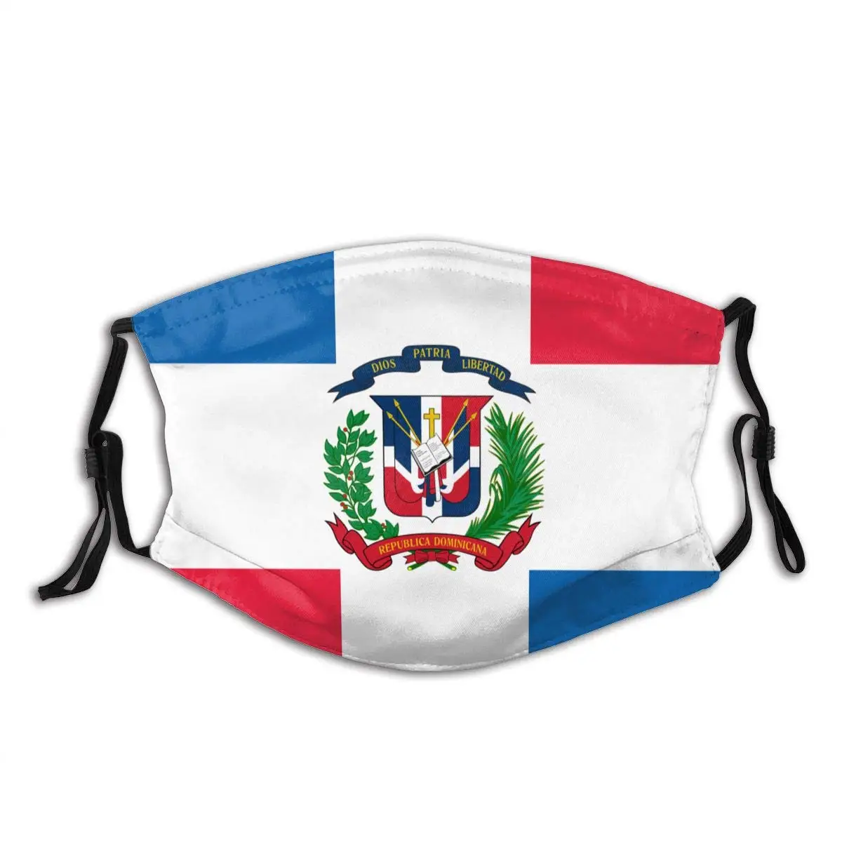 

New Dominican Republic Flag Pm2.5 Face Bandanas Dust Scarf,M-Shaped Nose Clip,Equipped With Two Replaceable Activated Carbon