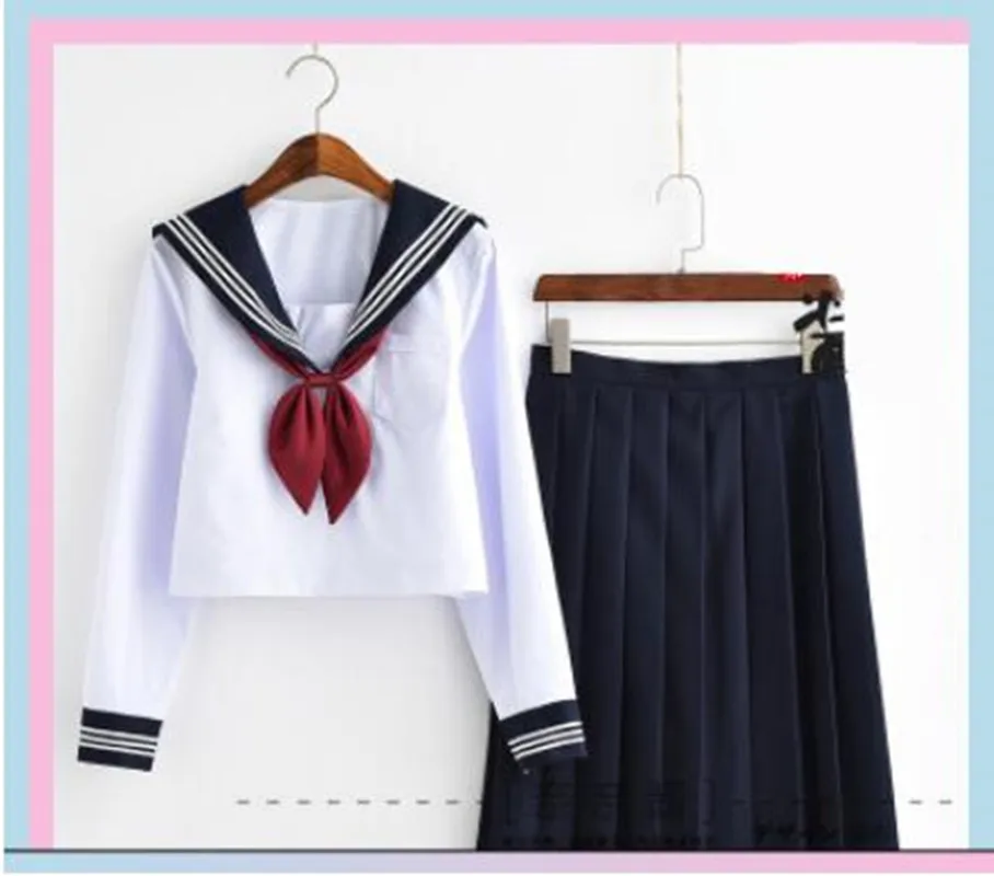 Классический белый матросский костюм Jk школьная форма милое Повседневное платье