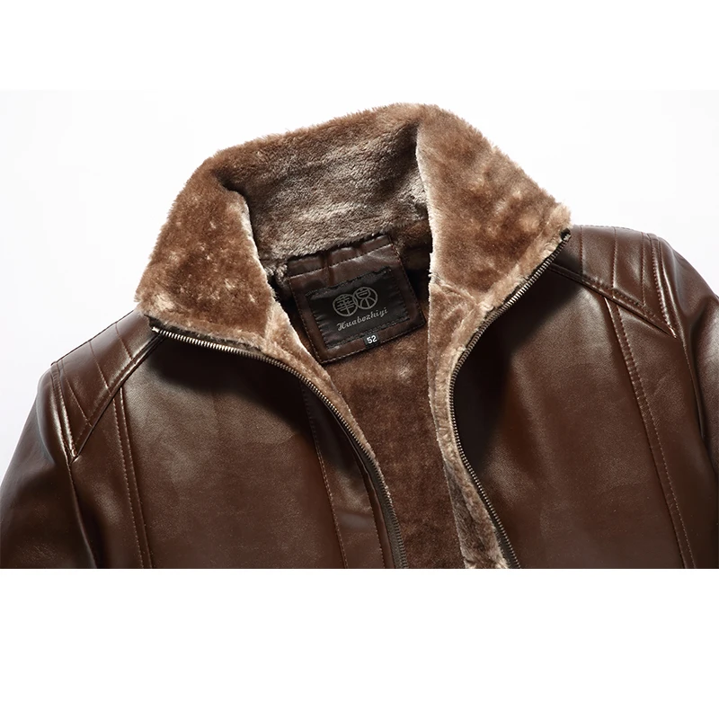 

Mens Winter Fur Leather Jacket New Motorcycle Leather Coat Faux Fur Thick Warm Long Suede Outwear Warm PU Baseball Jackets
