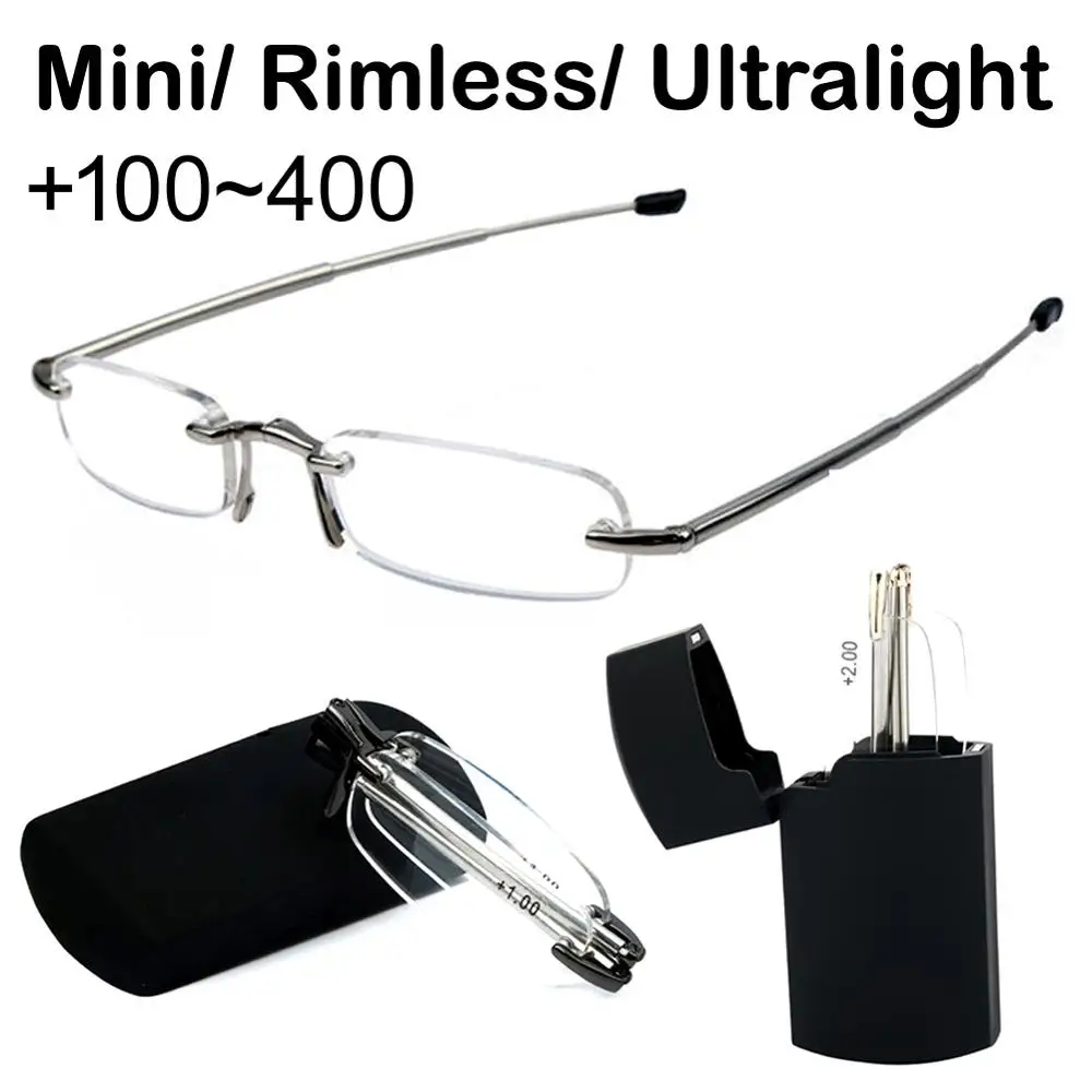 Компактные портативные складные очки для чтения без оправы мужской и женский