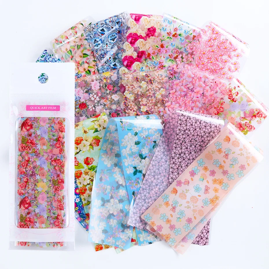 MSHARE Цветочные Фольга для ногтей Стикеры звездное небо звезды 16 шт|Стикеры и