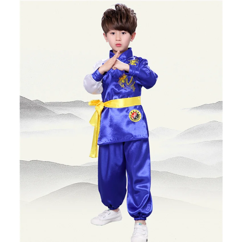 Детская одежда Wushu Униформа с вышивкой дракона кунг-фу традиционная китайская