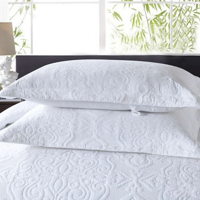 Miglior CHAUSUB Set Trapunta Solida 3 Pezzi Copriletti Per Letto Matrimoniale Trapunte In Cotone Copriletto Ricamato Copriletto Matrimoniale Coperta Estiva