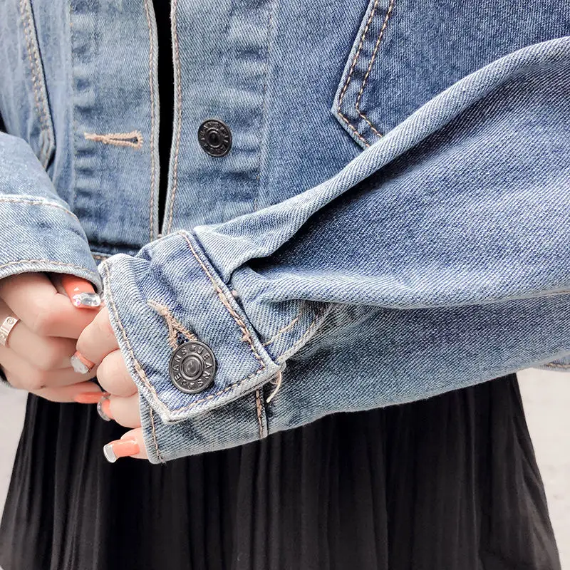 

Basic Jackets Women Denim Ribbons Lace-up Pockets Buttons Casual Teens Korean Style Outwears Ins Loose Vintage New Fashion Chic