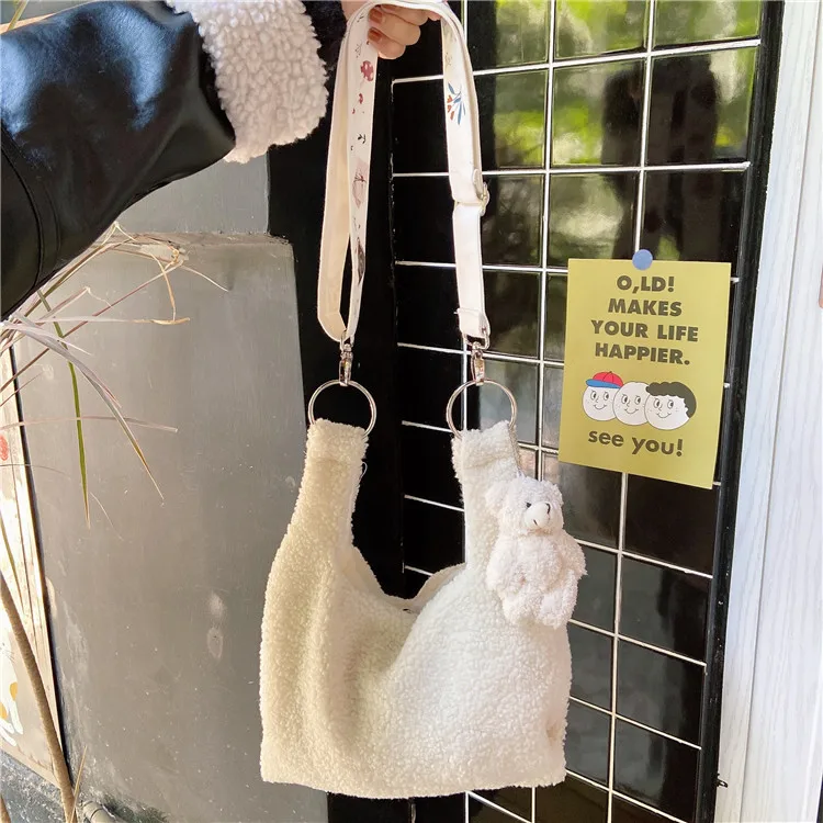 Осенне-зимняя флисовая Сумка-жилет из овечьей шерсти мягкая милая сумка на одно