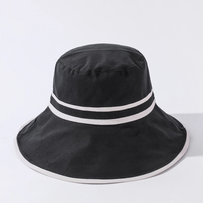 

HT3515 Panama Hat New Women Spring Summer Hat Wide Brim Anti-UV Sun Hat Ladies Flat Top Packable Fishing Cap Female Bucket Hat