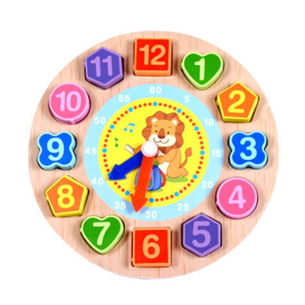 As Shown Деревянные игрушки Красочные 12 чисел часы игры Цифровой Геометрии познавательный, на поиск соответствия часы игрушки Детские Дети Ранние обучающие игрушки, пазлы - Цвет: As Shown