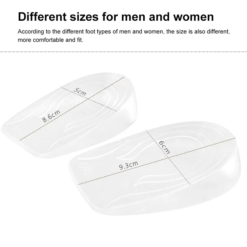 

Inner heightened insole Orthopedic Massaging Feet Care Invisible Height Increase Insoles GEL Foot Pad Shoe Lift