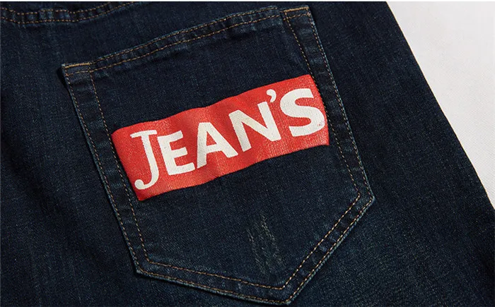 Men's Jeans Black Blue Medium Stretch Denim Men Pocket Print Size 30 32 34 36 38 40 42 44 46 48 Pants Trousers 092 | Мужская одежда