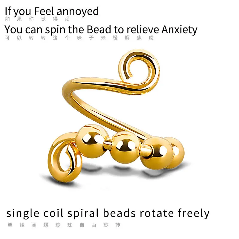 

New Type of Microsphere Microsphere Rotator Single Spiral Free Rotation Anti-Stress and Anxiety Ring Female Jewelry