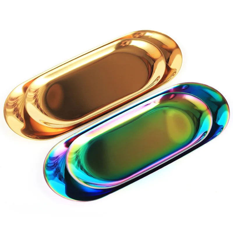 Скандинавский стиль золото/серебро/цвет нержавеющая сталь овальная тарелка