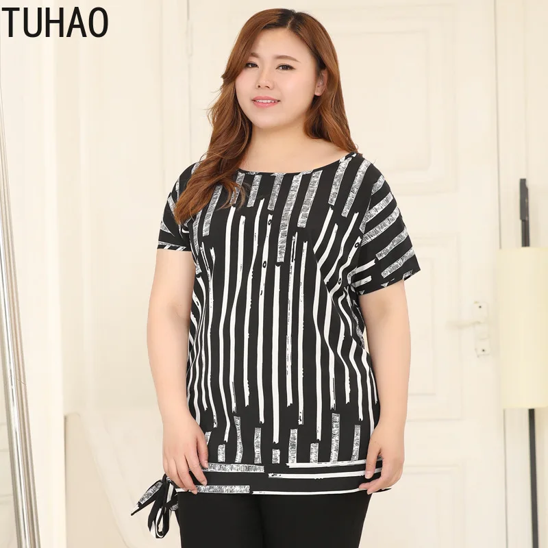 TUHAO летние рубашки женские блузки 4XL 6XL 8XL 10XL размера плюс для женщин топ