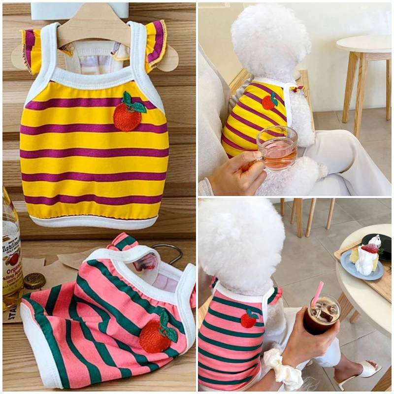 

Summer Cute Thin Striped Dog T-shirt Vest chihuahua Cat Clothes Puppy Pet Vest Clothing Dog t shirt suministros para perros
