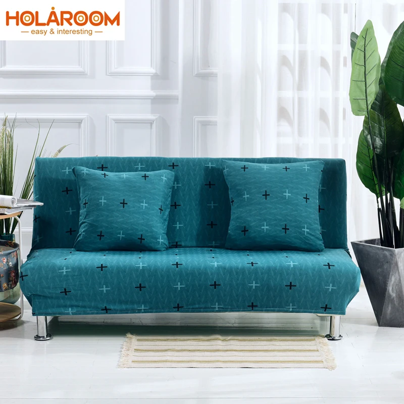 

Elastic Sofa Bed Cover Fully Folded Sofa Cover No Armrests Double Elastic Sofa Decor Multi-Color Polyester Printed Sofa Cover
