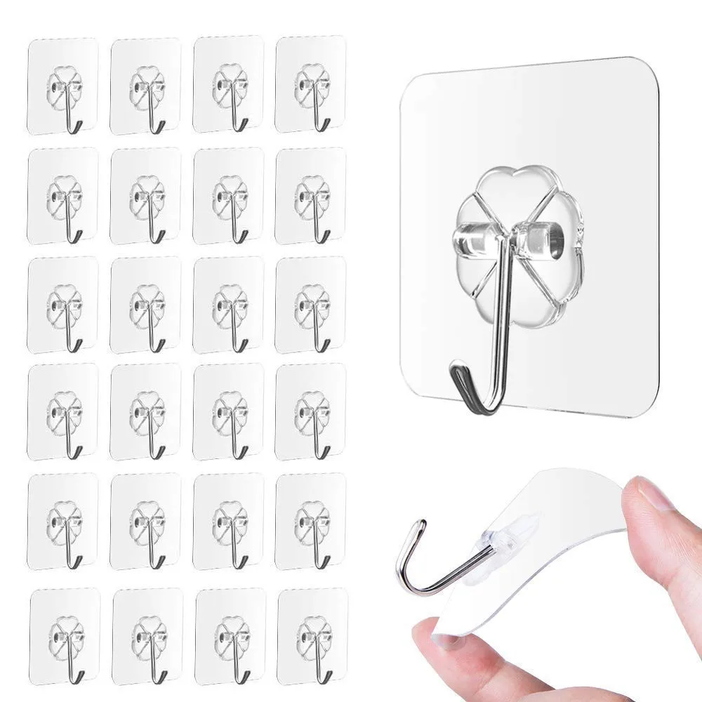24 PCS Strong Transparent Suction Cup Sucker Wall Hooks Hanger For Kitchen Bathroom Accessories High Quality Organizer H4 | Дом и сад