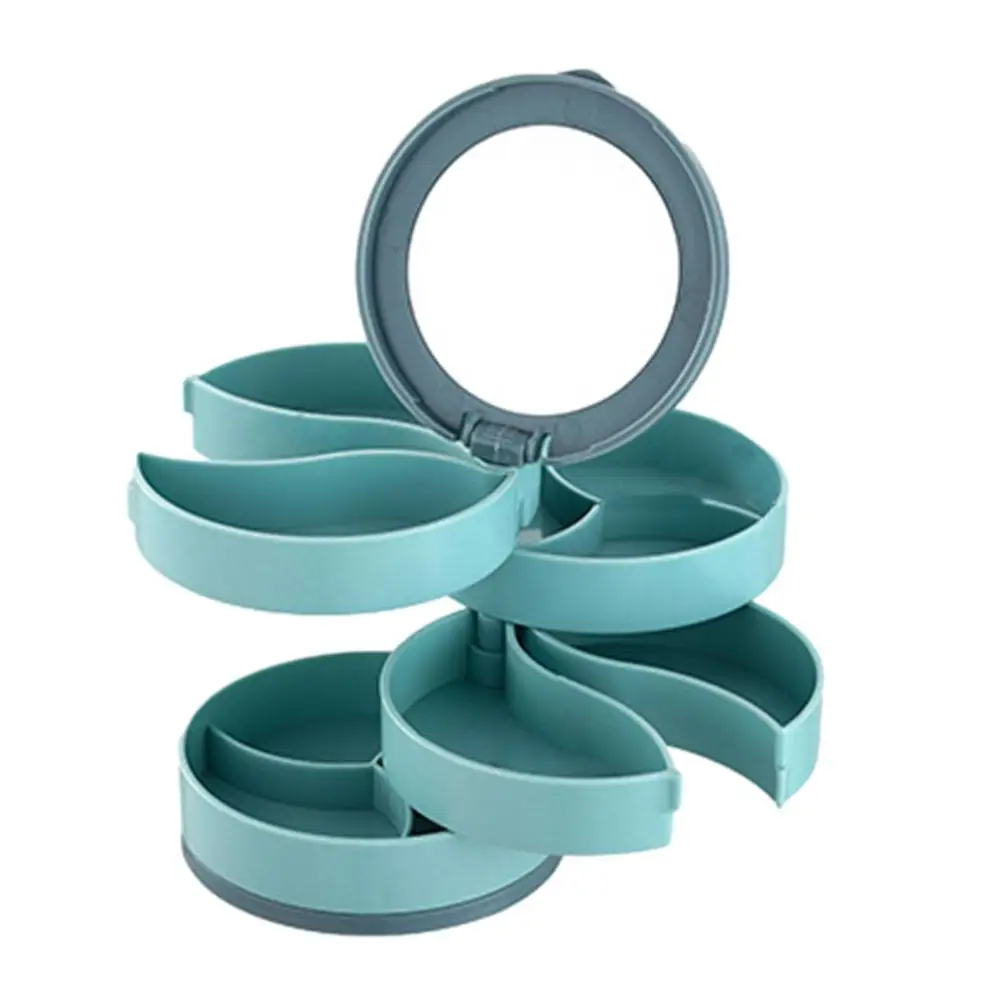 

Travel Jewelry Case For Women - Jewelry Box - 4 Layer Rotating Jewelry Organizer Earring Holder Storage Box For Ear Studs Earrin