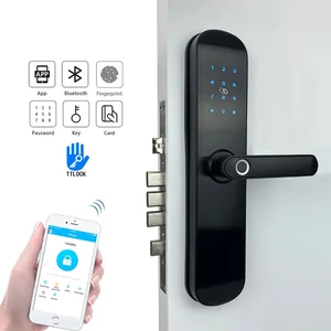 biometric fingerprint lock home security entrance smart door lock with ttlock remotely unlocking door access control system free global shipping