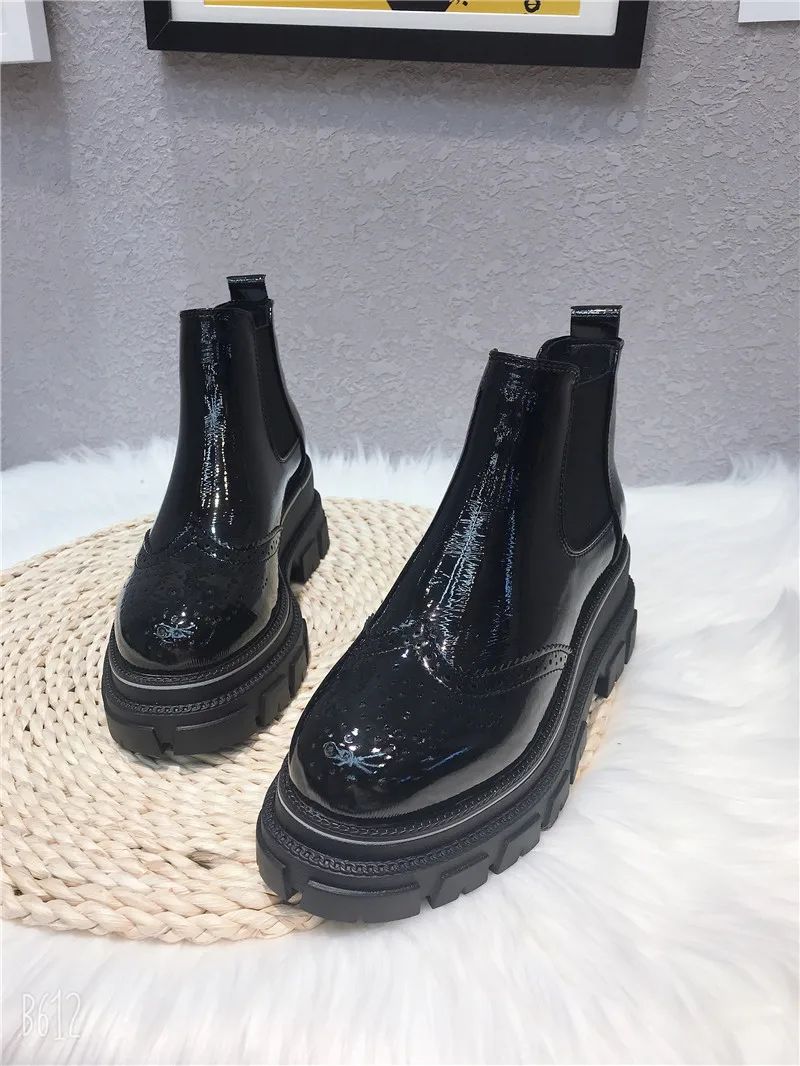 Женские ботильоны без шнуровки YeddaMavis зимние модные простые Яркие кожаные