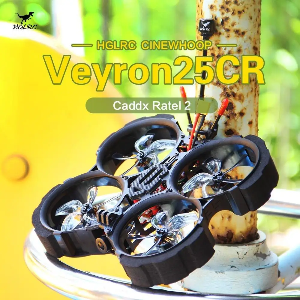 

HGLRC Veyron25CR Zeus F722 Mini BLHELIS 28A 350mW VTX Caddx Ratel 2 AEOLUS 1404 3600KV 4S 2.5inch FPV Cinewhoop Ducted Drone