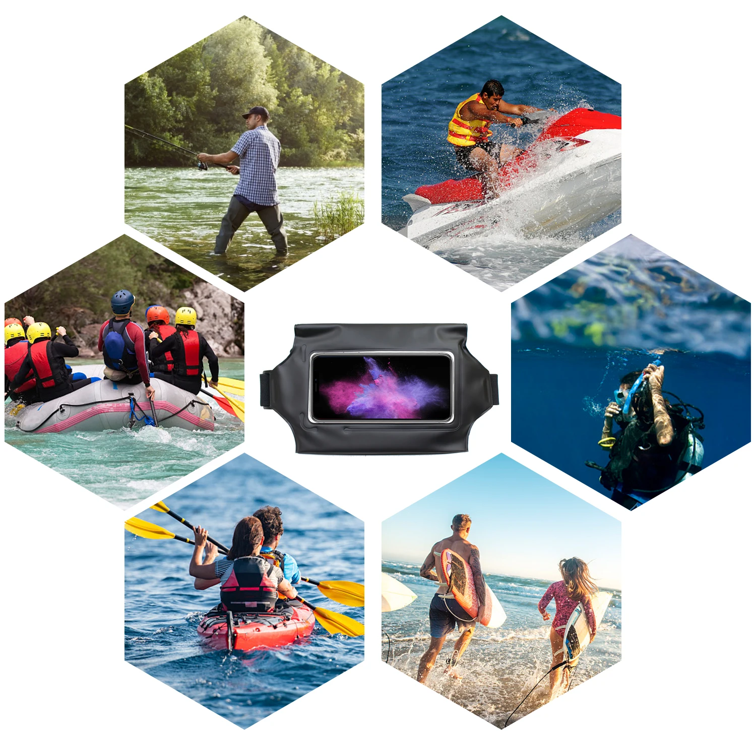

Waterproof Cellphone Pouch Bags with Waist Strap Transparent Touchscreen Phone HolderWaist Bag Dry Bag Up To 6.7 Inches