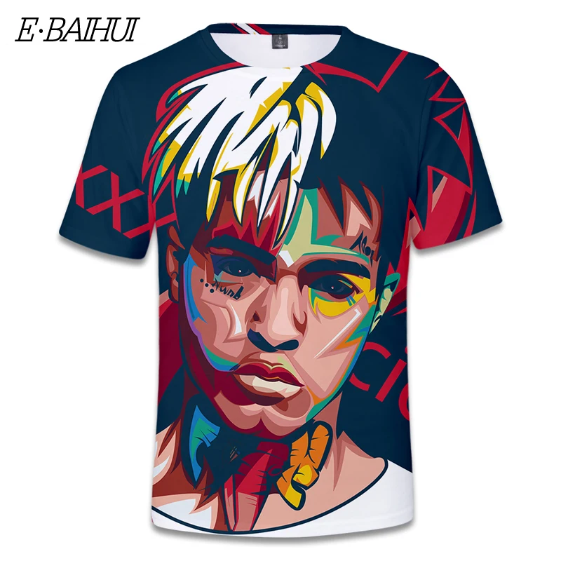 3D футболка с надписью E BAIHUI xxxtentacion мужская летняя модная в стиле хип хоп рэп месть