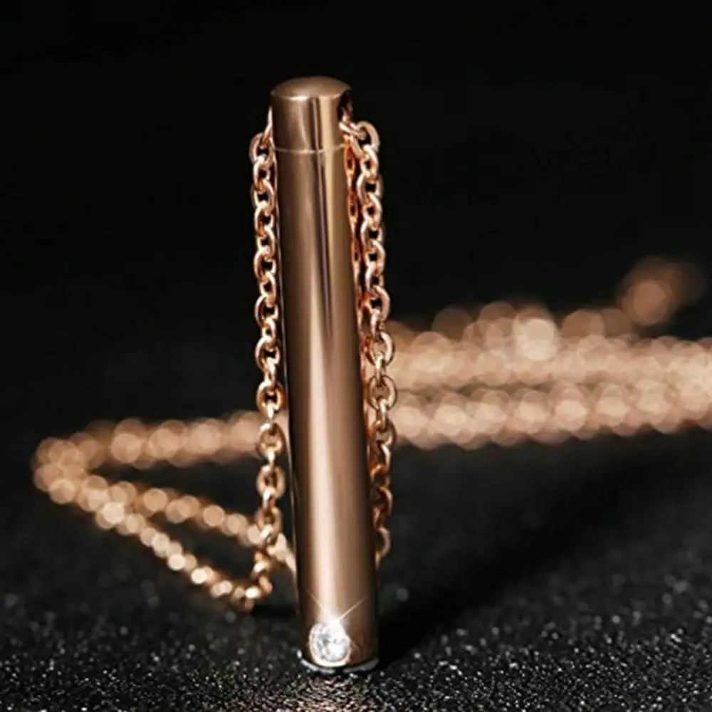 Нержавеющая сталь минималистский бар цилиндрическая урна ожерелье кулон